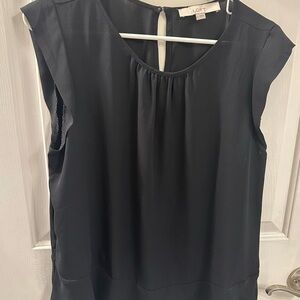 LOFT Black Cap Sleeve Blouse – Size Large | NWOT | Effortless Elegance
